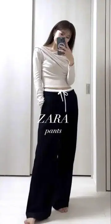 ZARA WIDE LEG 팬츠 더블 허리 밴딩 XS