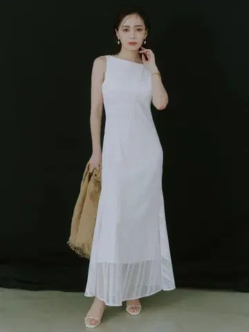 anuans 지오메트릭 레이스 패널 원피스