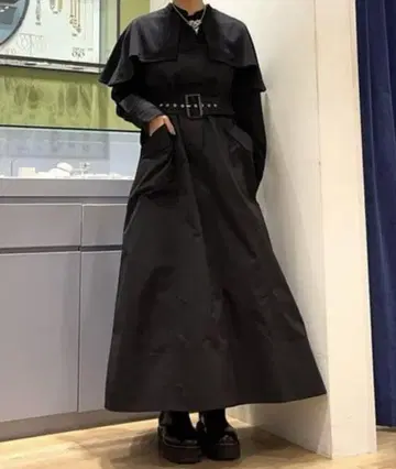 Ray BEAMS RBS / 요크 레이어 절개 원피스 블랙