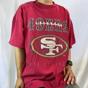 49ers 티셔츠 96년 제작 구제 의류 반팔 빨간색 XL