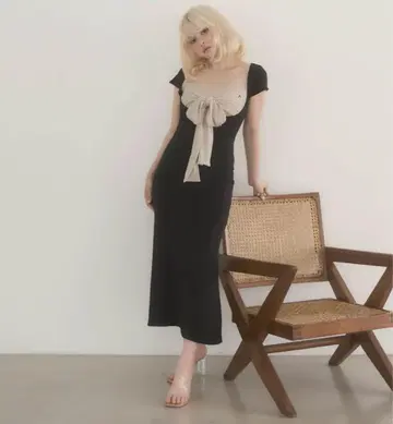 andmary Lady like long dress black