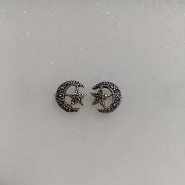 빈티지 SILVER925 달과 별 스터드 귀걸이 마카사이트