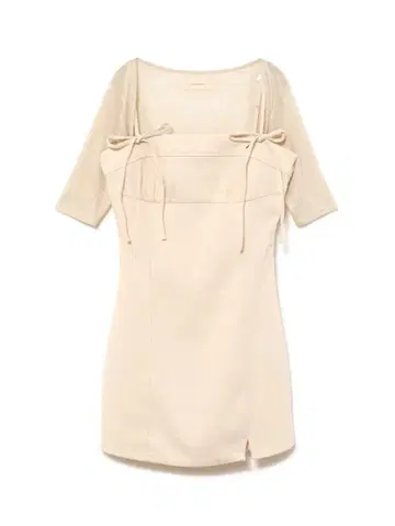 andmary Baby slit mini dress ivory