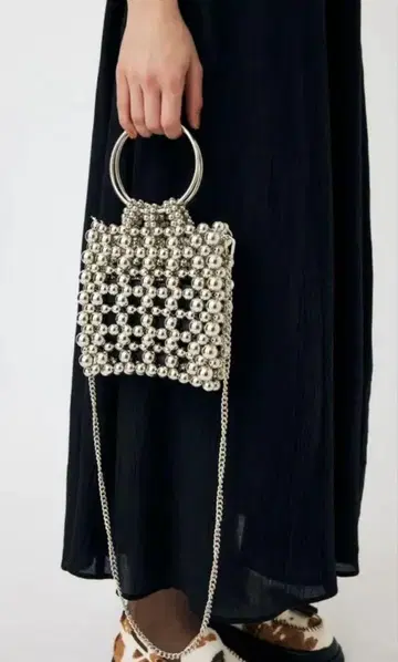 MOUSSY SILVER BEADED MINI BAG