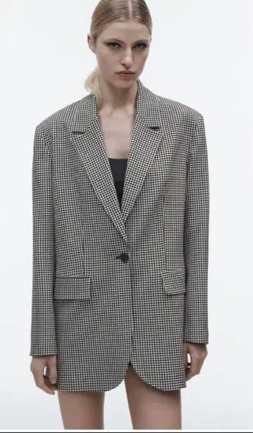ZARA 깅엄 체크 테일러드 자켓 S