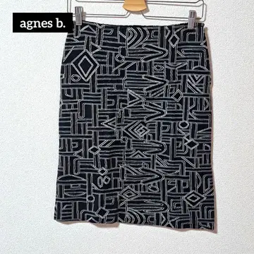 agnes b. 에네스베 기하학 패턴 코튼 무릎 기장 타이트 스커트 1