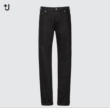 플러스j 셀비지 슬림 핏 스트레이트 청바지 블랙 29