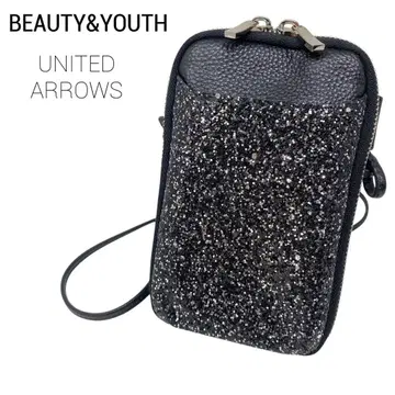 BEAUTY&YOUTH BY 가죽 글리터 월렛 숄더 블랙
