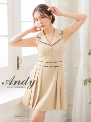 Andy 베이지 슬리브리스 드레스 S