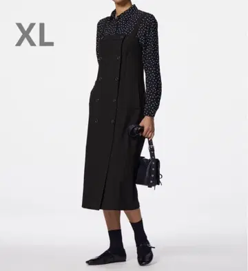 택 포함 새상품 GU 더블 버튼 점퍼 드레스 블랙 XL