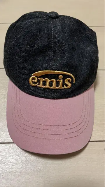 emis 워시 데님 블랙/핑크 캡