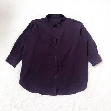 새상품급 긴팔 블라우스 셔츠 면 혼방 퍼플 백 턱 있음 빅 사이즈 4L