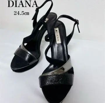 고품질 DIANA 스트랩 샌들 하이힐 24.5cm 샌들 블랙 펌프스