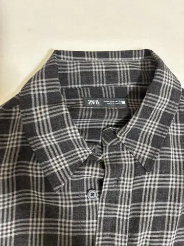 ZARA 블랙 화이트 체크 긴팔 셔츠