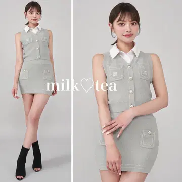 택 포함 새상품 다리치 스티치 DD 로고 니트 셋업 그레이 프리