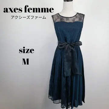 [ a1704 ] axesfemme 슬리브리스 원피스 M 레이스 네이비