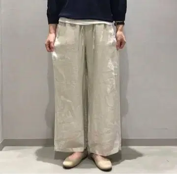 [미사용 새상품] 무인양품 페일 브라운 프렌치 린넨 와이드 팬츠 M