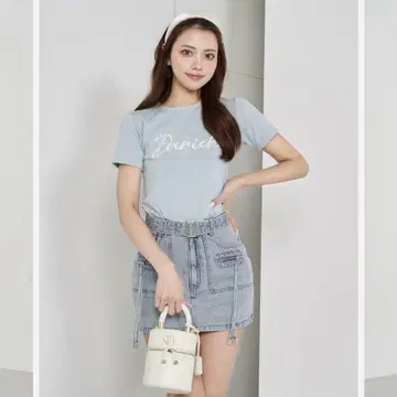 다리치 자수 펄 T셔츠 SAX