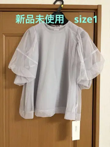 미라오웬 튤 레이어드 퍼프 슬리브 상의 미사용 새상품