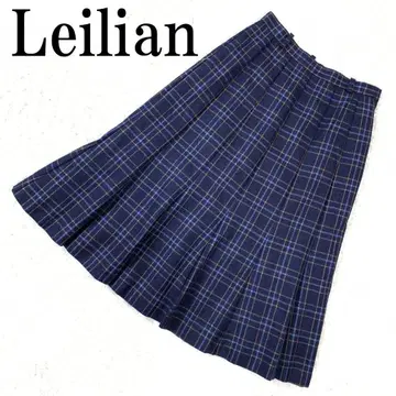 Leilian 레리안 플리츠 스커트 네이비 체크 9 B9020