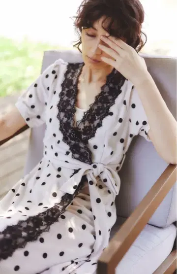 [ snidel home ] 룸웨어 2way 가운 도트 무늬