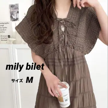 mily bilet | 마조리카 플리츠 개더 | 플레어 원피스 | 브라운