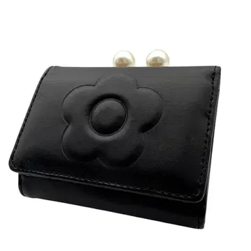 미사용급 MARY QUANT 펄 장식 가마구치 마리콴트 지갑 반지갑