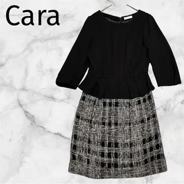*cara* 카라 [ LC ] 절개 원피스 허리 프릴 스커트 트위드
