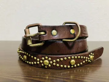 일본제 DomesticLeather 가죽 벨트 스터드 롱 내로우
