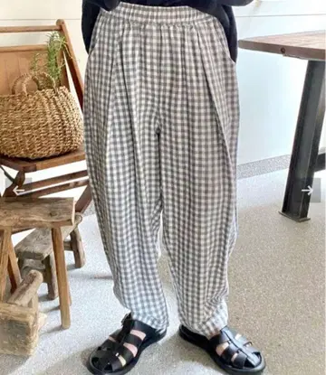 journal standard luxe 린넨 체크 이지 턱 팬츠