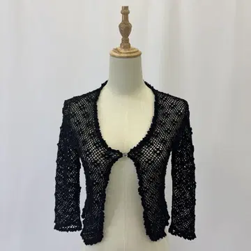 m's GRACY 블랙 레이스 가디건 7부 소매