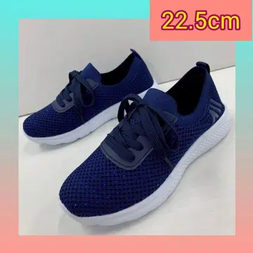 22.5cm 여성용 새상품 스톤 장식 슬립온 스니커즈 네이비 컬러