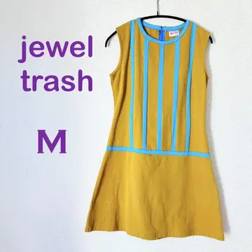 [새상품급] jeweltrash 원피스 머스타드 x 블루 모즈 레트로 M