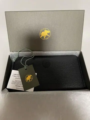 HUNTING WORLD 남성용 장지갑 블랙 가죽