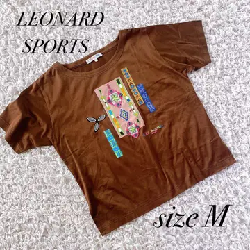 LEONARD SPORTS 레오나르.* 자수 티셔츠 브라운 일본제