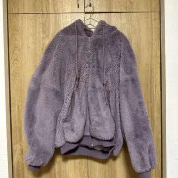 플리스풍 퍼플 무스탕 코트