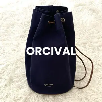 [ ORCIVAL ] 숄더백 복조리 네이비 캔버스 소재 가죽