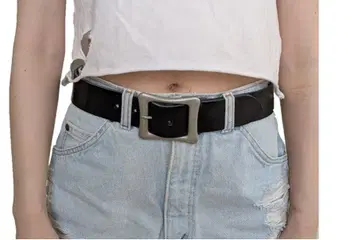 도치기 가죽 벨트 (블랙) 니켈 배럴 도금 버클 40mm 폭 통가죽