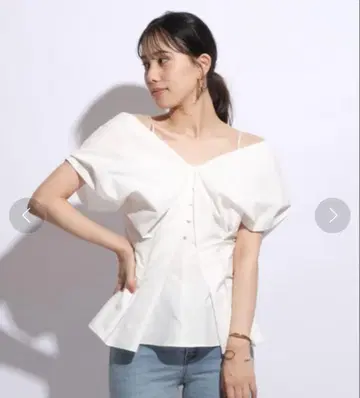 [Mystrada] 벌룬 오프숄더 블라우스 화이트