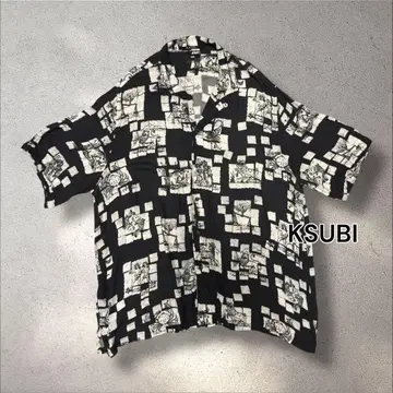 Ksubi 올 패턴 레이온 셔츠 별자리 모티브 오픈 카라 셔츠