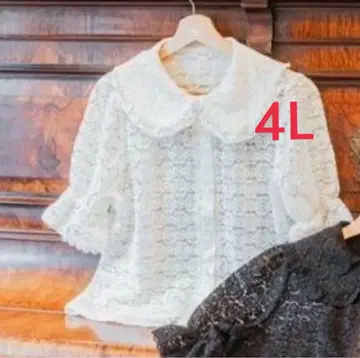 시마무라 아오키 미사코 블라우스 레이스 반팔 4L