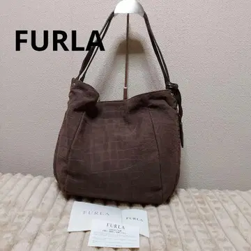 FURLA 훌라 숄더 토트백 천연 가죽 브라운 악어 엠보싱