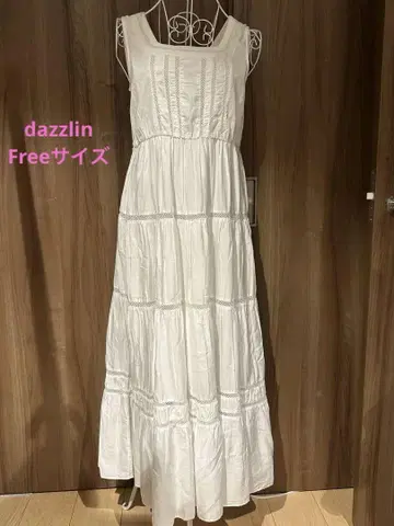 dazzlin 화이트 슬리브리스 롱 원피스