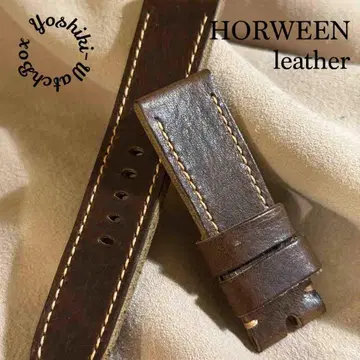 hor-220 HORWEEN 가죽 브라운 시계 벨트 러그 폭 24mm
