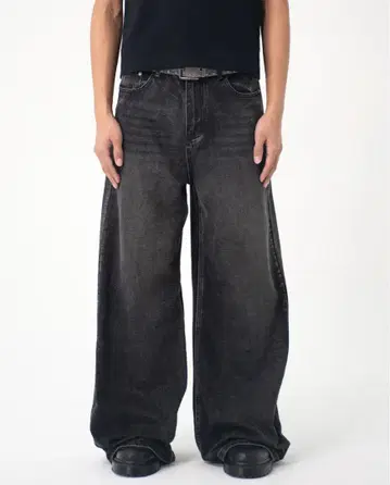 Asapmode Creased Washed Wide Denim Pants