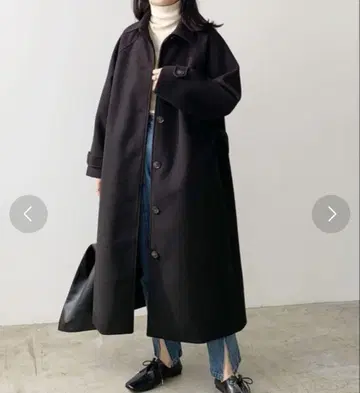 LIAN 스텐 칼라 롱 코트 블랙