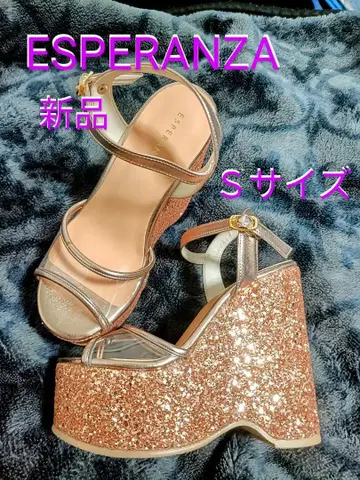 ESPERANZA 에스페란자 반짝이는 글리터 라메 통굽 샌들
