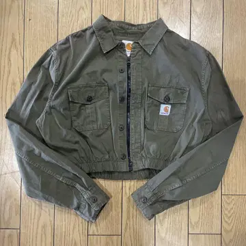 carhartt 긴팔 셔츠 리메이크 크롭 기장 구제 의류 카키 L 사이즈