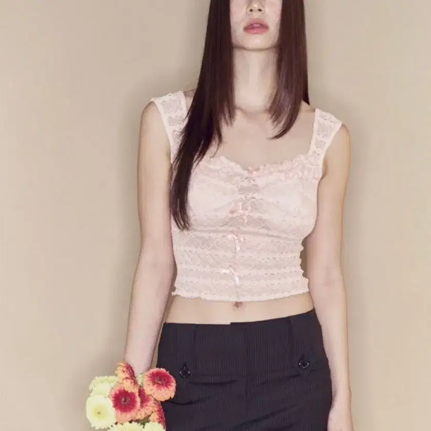 【suzen】Puruni Ribbon Lace Top PleuNoPal Ruby Ribbon Lace Top Pink on Bunjang Global Site.