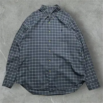 랄프 로렌 버튼 다운 셔츠 XL 블루 계열 체크 원포인트 6267